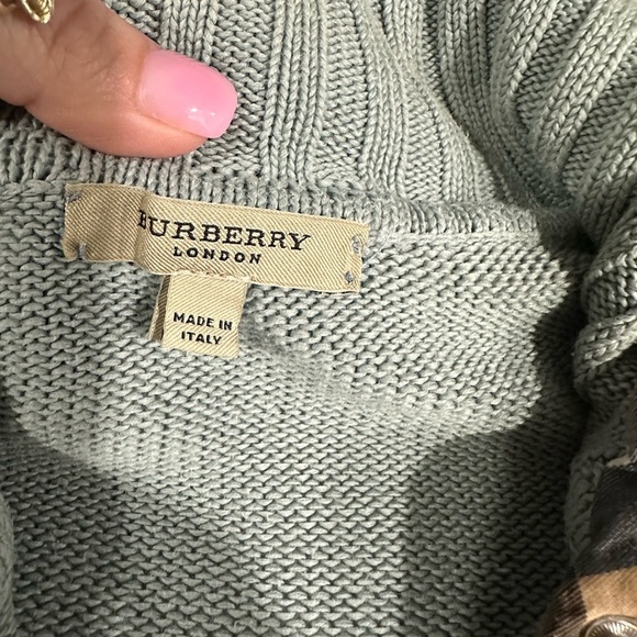 Burberry Knit 100% Cotton Nova Check Sweater Snap Turtleneck Size Small EUC - Picture 9 of 13